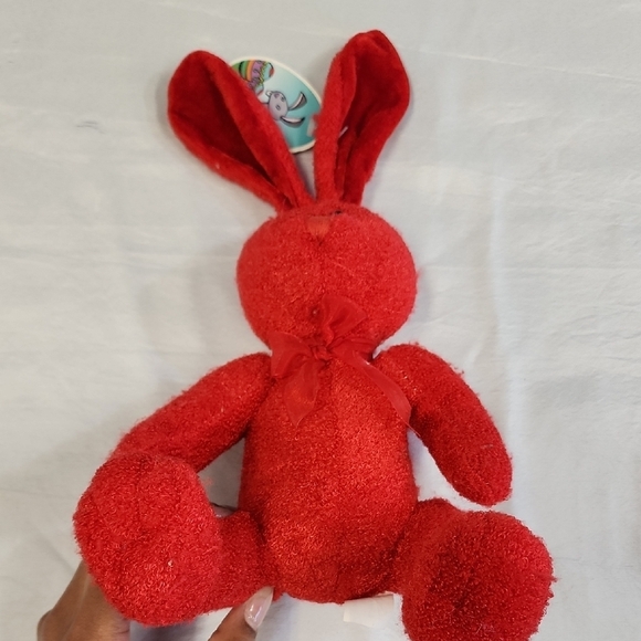 Cherry Red Plush Stuffed Bunny Animal Toy Easter Hunt - Picture 3 of 11